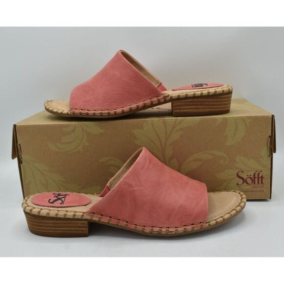 Sofft Womens Size 8.5 Nalanie Pink Leather Open Toe Slide Sandals Shoes - Picture 3 of 12